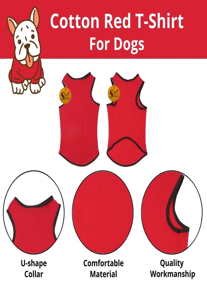 Sage Square Comfortable Cotton Dog T-Shirt ll Soft & Breathable Sleeveless Vest Dog Clothes ll Puppy Tank Top Fashion Apparel (XXXLarge - 30inches, Red) - Image 2